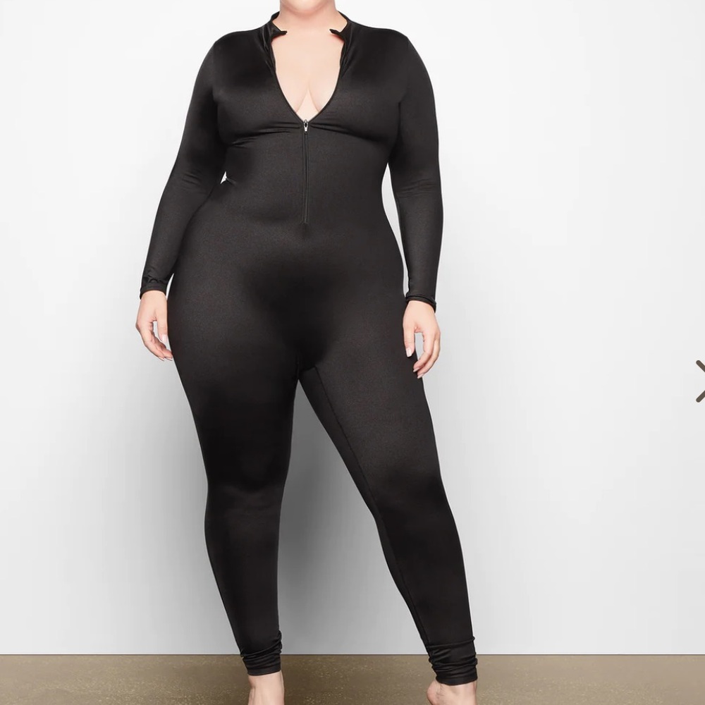 Skims all in one shine mock neck long sleeve catsuit
